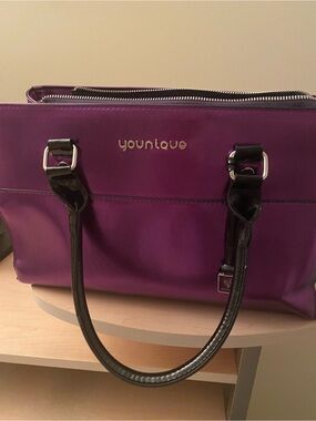 Younique Purple Tote with Black Patent Handles